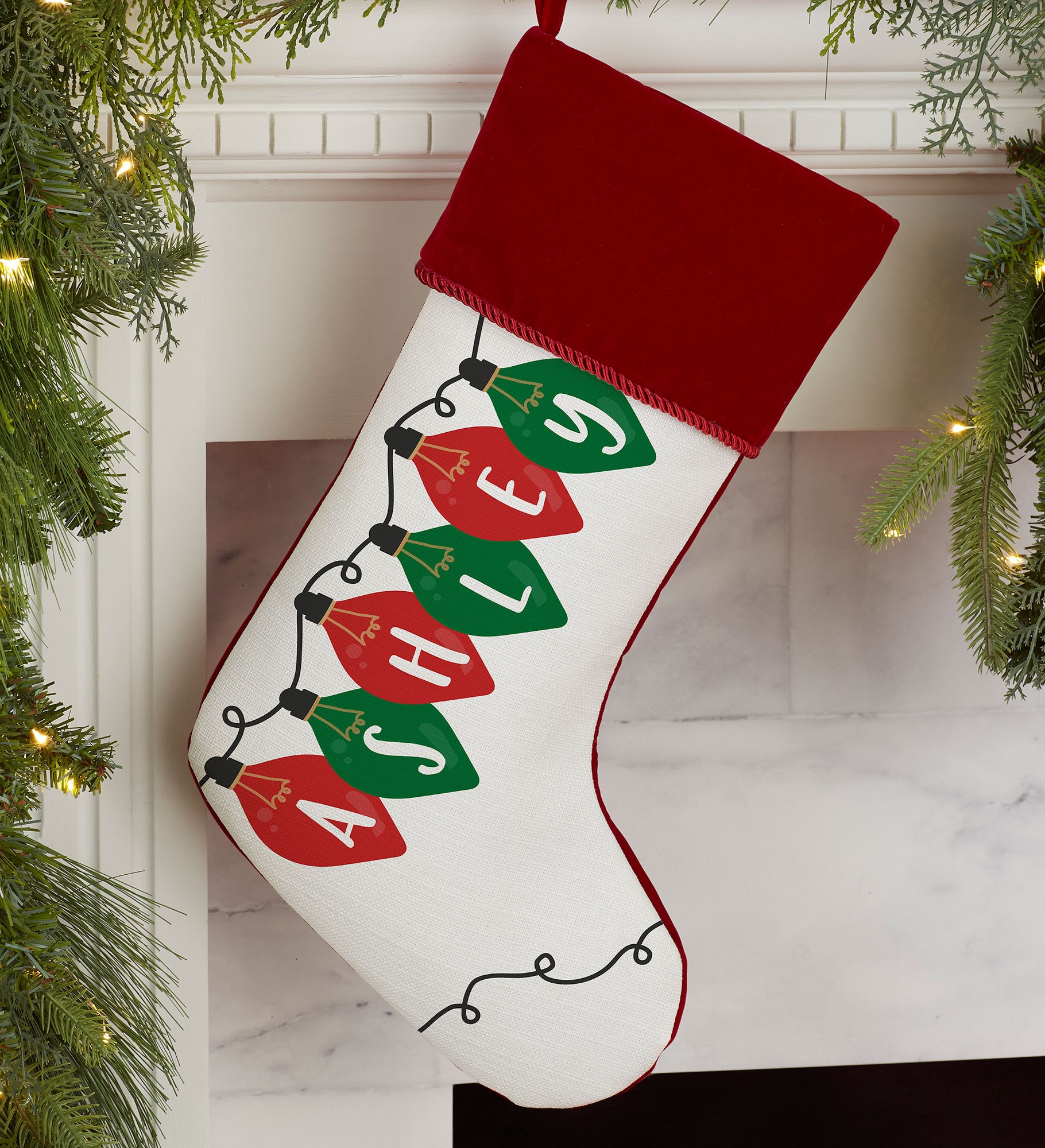 Holiday Lights Personalized Christmas Stocking